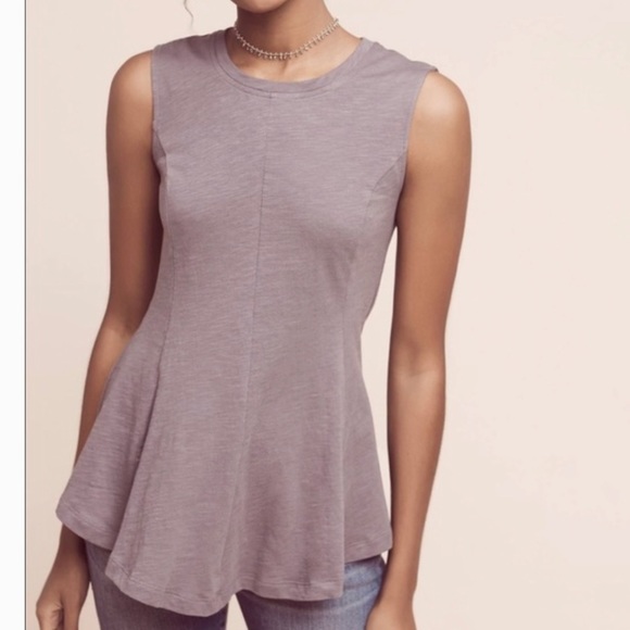 Anthropologie Eri + Ali Evie Gray Peplum Sleeveless Blouse. - Picture 2 of 5